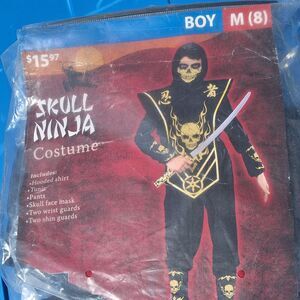 Fun World Skull Ninja Costume Halloween Dress Up Small 7/8